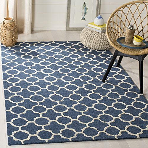 SAFAVIEH Cambridge Collection 4' x 6' Navy/Ivory CAM130G Handmade Moroccan Premium Wool Area Rug