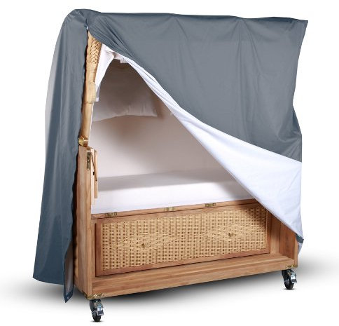 Protec Teak Strandkorb Schutzhülle - Ganzjahres-Abdeckhaube, atmungsaktiv, Strandkorb 2,5 Sitzer, grau