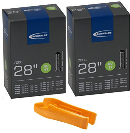 Schwalbe Fahrradschlauch AV 17/28 Set 2 Stück Autoventil mit SKS Reifenheber