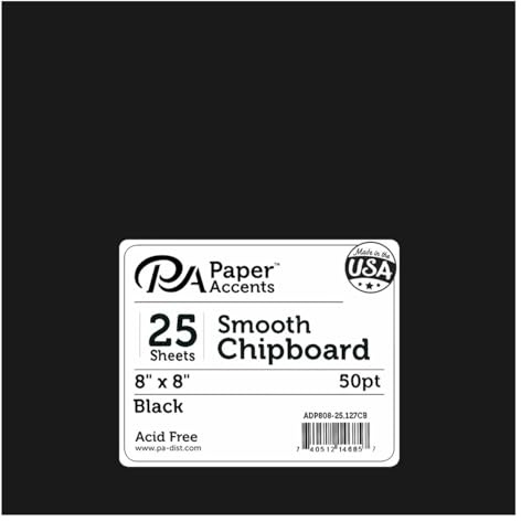 Accent Design Paper Accents Chipboard 8x8 1X Heavy 50pt Black