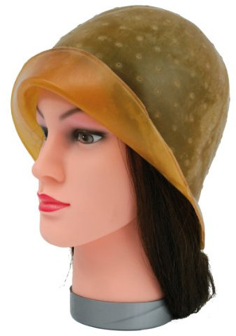 Strähnenhaube Latex Braun mit Rand