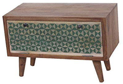 SIT-Möbel Scandi 4358-01 Schuhschrank, 1 bemalte Klappe, aus Sheesham-Holz, natur, 78 x 40 x 50 cm