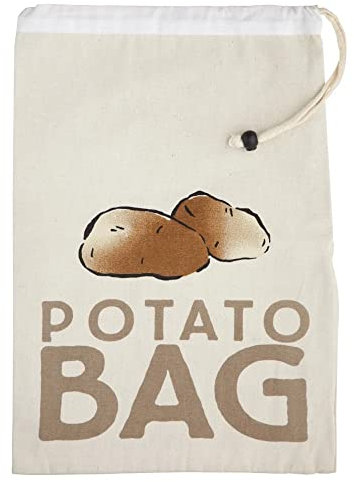 KitchenCraft Potato Bag, Stay Fresh Storage, Canvas, Beige, 26 x 38 cm, White