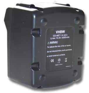 vhbw 1x Akku kompatibel mit Metabo Baustellenradio RC 14.4-18, BS 14.4 6.02105.50 Werkzeug (3000 mAh, Li-Ion, 14,4 V)