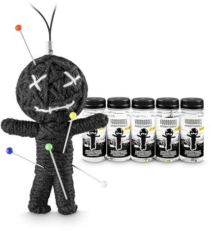 5er-Pack: Voodoo Doll in Dose | lustige Mini-Voodoo-Puppe to go | ARBEITSWELT Voodoo-doll | imaginäre Strafen für geliebte Chefs, sympatische Kollegen und andere Lieblingsmenschen auf der Arbeit