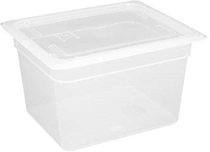 Vogue Polypropylene 1/2 Gastronorm Container with Lid 20cm 4 pack - Professional Kitchens or Home Plastic Food Container Fridge, Freezer and Blast Chiller Safe GJ517