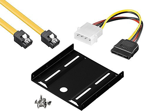 baytronic Einbauset Einbaurahmen für 2,5 Festplatten/SSD's auf 3,5 Adapter Mounting Frame Halterung Schienen inkl. 30cm SATA Kabel + 4Pin Sata Adapter