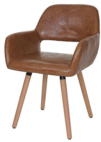 Mendler Esszimmerstuhl HWC-A50 II, Stuhl Küchenstuhl, Retro 50er Jahre Design - Kunstleder, Wildlederimitat, helle Beine