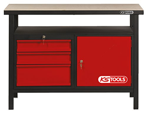 KS Tools 865.0003 Werkbank mit 3 Schubladen und 1 Tür, H840xB1200xT600mm