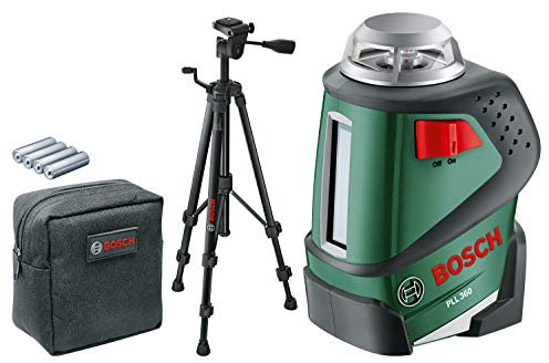 Bosch nivel láser de líneas PLL 360 Set (Trípode, soporte, 4 pilas AA, bolsa de protección, área de trabajo 20 m, precisión de medida ± 0,4 mm/m)