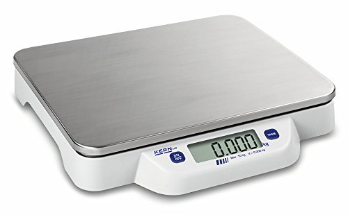 KERN Tischwaage, Flach, Mobil, Unkompliziert, Edelstahl-Wägeplatte, 20 kg Wägebereich, 10 g Ablesbarkeit