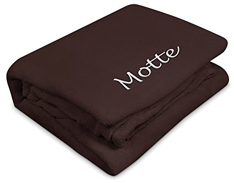 digital print Kuscheldecke mit Namen Motte Bestickt - Farbe Braun - personalisierte Decke, Wolldecke
