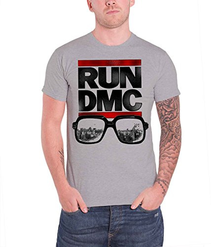 Rockoff Trade Men's Run DMC Glasses NYC T - Shirt, Grey (Grey Grey), Small