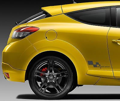 RENAULT SPORT Karierte Flagge 350mm breit ein Paar von aufkleber METALLISCH KOKSGRAU