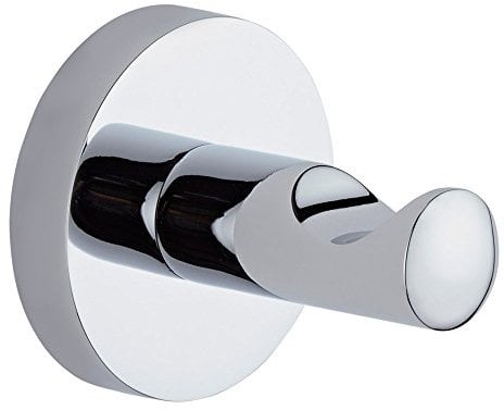 Milano Mirage Modern Bathroom Single Wall Mounted Bath Robe Towel Hook Holder - Chrome