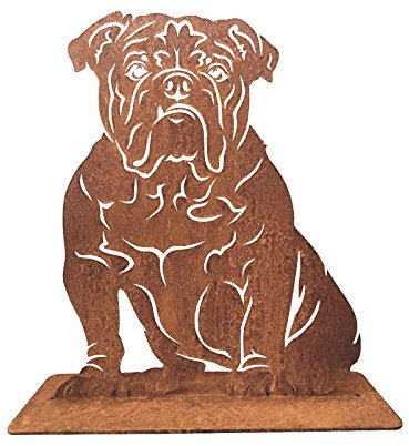 Terma Stahldesign Rost Hund Englisch Bulldogge Lebensgroß Handmade Germany Tolle Gartendeko aus Metall Figur Geschenk Rostfigur Garten Gartenfigur Hundegrab