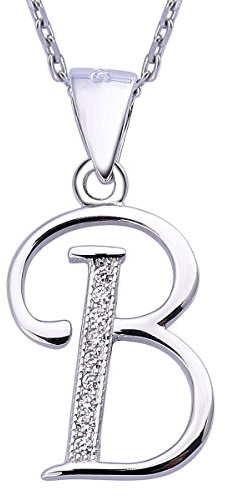 VIKI LYNN Initial Anhänger B 925 Sterling Silber Buchstabe Halskette mit Zirkonia Personalisierte Geschenke für Frauen Damen Mädchen