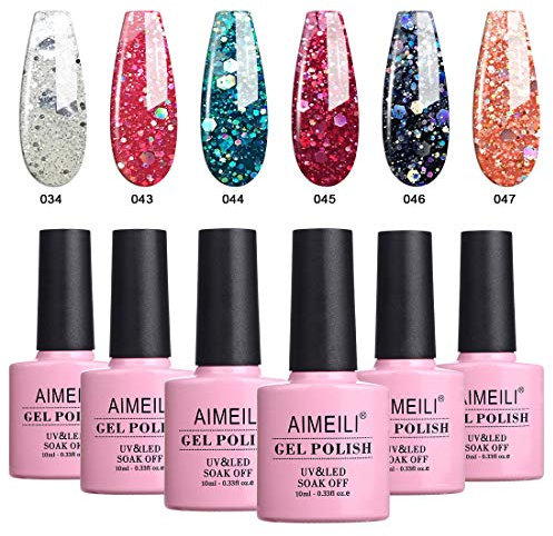 AIMEILI UV LED Gellack mehrfarbig ablösbarer Gel Nagellack Gel Nail Polish Set - 6 x 10ml - Kit Nummer 6