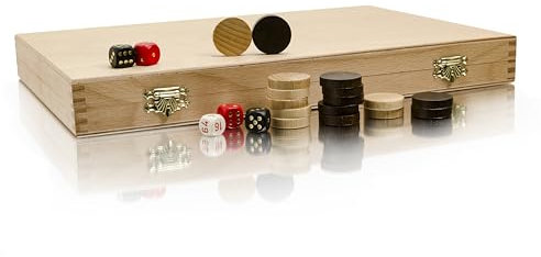 Reise Backgammon Holz Hochwertig | Master of Chess | Buchenholz Backgammon Koffer 35 x 46 cm | Brettspiel und Dame Spielesteine für Kinder und Erwachsene