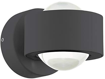 EGLO LED Wandlampe Ono 2, 2 flammige Wandleuchte, Wandstrahler innen aus Aluminium und Kunststoff, Wohnzimmerlampe in Anthrazit, Klar, LED Flurlampe mit Up and Down Light in warmweiß