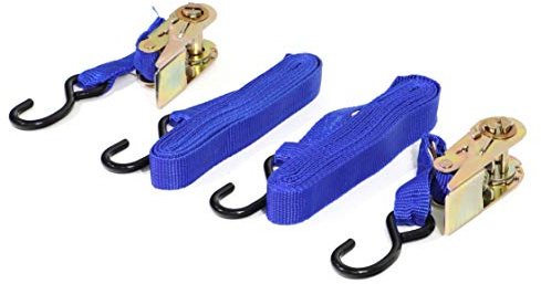 Streetwize - 2m x 3.5m Ratchet Tie Down S Hooks, Heavy Duty Adjustable Lashing Straps - Tensioning Belts (SWTD6)