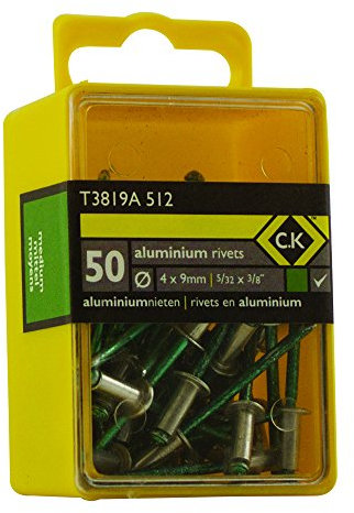 C.K T3819A 512 Aluminium Rivets, Silver, 3.8 x 9 mm 5/32-Inch, Set of 50 Piece