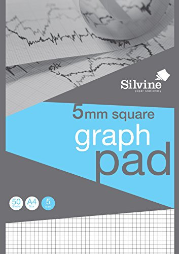 Silvine Professioneller Grafikblock, A4, 50 Blatt, 90 g/m², 5 mm kariert, Ref A4GPX
