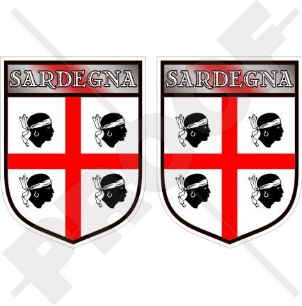 Sardinien sardischen Shield Italien Sardegna Italienisches 75 mm (7,6 cm) Bumper Sticker, Aufkleber Vinyl X2