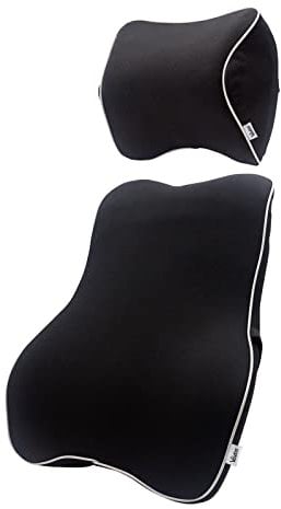 Valuetom Cojín Lumbar Ortopédico Soporte y Almohada de Cuello, Cojín Respaldo Lumbar para Oficina, Hogar, Coche, Avión, Silla de Ruedas y Viajes
