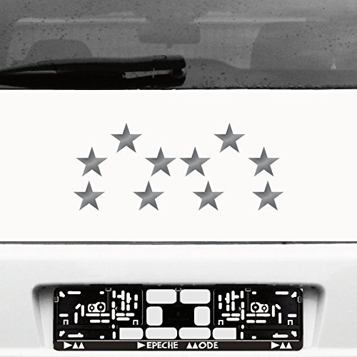 GreenIT 10 Stück Sterne Klebesterne Stern 5cm Auto Heck Fenster Aufkleber Tattoo die Cut Deko Folie (Silber metallic)