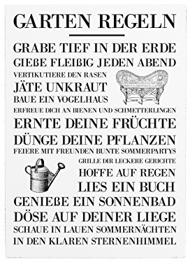 Interluxe WANDTAFEL Schild Garten Regeln Vintage Dekoration Schild Garten Hobby Gärtnerei