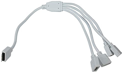 1 zu 4 RGBW LED Verteiler Steckverbinder 30cm 5 Pin Buchse -> 4x 5 Pin Buchse 16x6mm Weiß