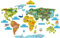 lepni.me Wandtattoo Bildung Aufkleber für Kinder – Lustiges und buntes Weltkarte-Poster Geographie & Tierkunde– die Welt kennenlernen Vinyl Wandsticker Deko (110 cm. / 55 cm)