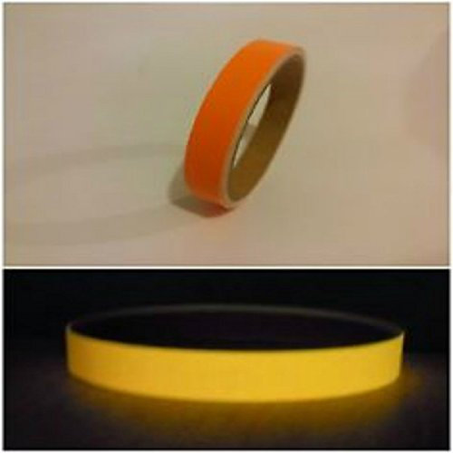 StickersLab - Pellicola nastro adesiva luminescente fosforescente si illumina al buio arancio (25mm x 2mt)