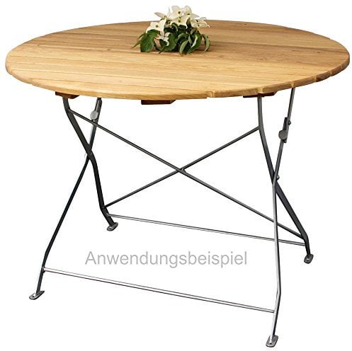 Gartentisch Passau 100cm rund Robinie Flachstahl verzinkt pulverbeschichtet