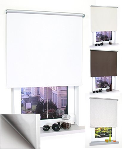 Garduna Pull Thermo-Rollo # Weiss 182cm # viele Farben & Größen - komplett verdunkelnd/Blackout Mittelzugrollo Springrollo Schnapprollo