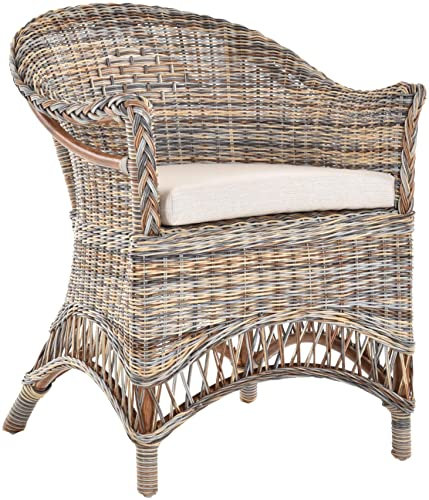 korb.outlet Rattansessel Landhaus Flechtsessel aus Natur-Rattan Rattan Sessel Korbsessel Wintergarten (Mehrfarbig, mit Polster)