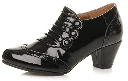 AJVANI mid heel buttons zip brogue ankle shoe boots booties size 4 37