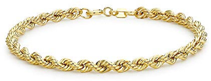 CARISSIMA Damen 9k (375) Gelbgold Hollow 4mm 80 PG Rope Kettenarmband 18cm/7zoll 1.22.0221
