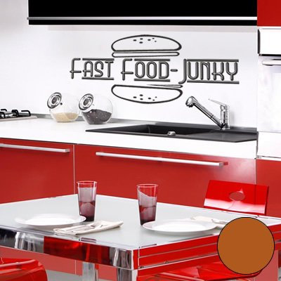 A339 Wandtattoo Fast Food Junky 60cm x 27cm haselnuss (erhältlich in 40 Farben und 3 Größen)
