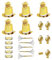 Widmann 8001E- Party-Set Happy New Year, Gold, Set aus 5 Partyhüten, 5 Kronen, 5 Partytrompeten, 5 Tröten und 1 Pack Luftschlangen, Silvester, Hut, Kopfschmuck, Accessoire, Mottoparty