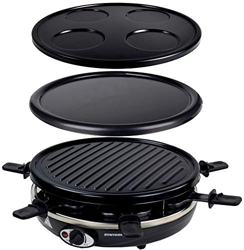 syntrox GERMANY BASEL 4 in 1 Raclette CREPEMAKER Grill pancakemaker for 6 People