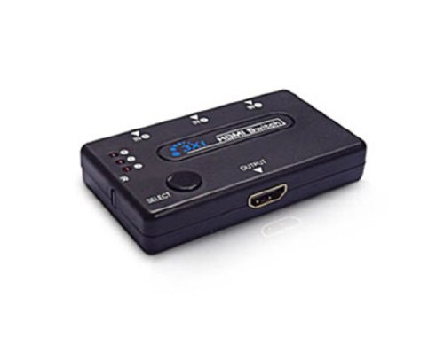 Dynamode 3 Port HDMI Switch,1-Port HDMI output with Remote Control - Supports 1080p HD resolution - Compact, Self-Powered (Black)