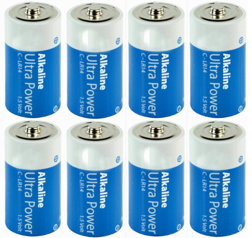 Alkali Batteries Baby C LR14 HQ-ALK-C-01-08 - Height: 49.5 mm Diameter: 25.5 mm - Pack of 8