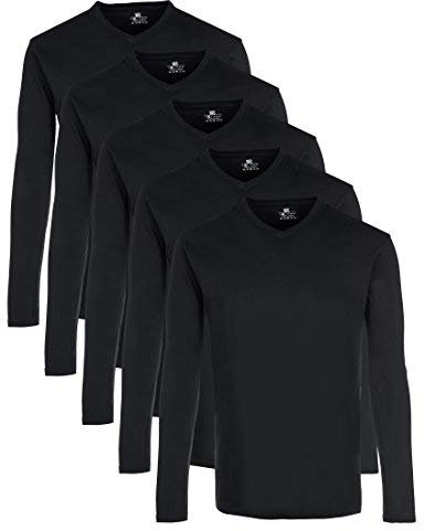 Lower East LE158 Camiseta de Manga Larga, Negro (Paquete de 5), M (Pack de 5) Hombres