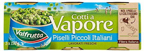 Valfrutta Piselli Piccoli Cotti a Vapore, 3 x 150g