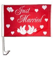 Flaggenfritze Autofahne Autoflagge Just Married - 30 x 40 cm