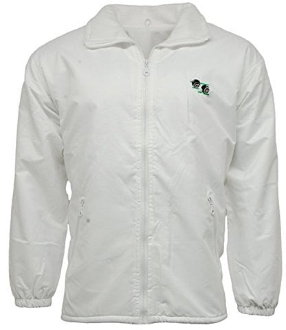 HS New Unisex/Bowls, Lawn Bowling, Fleece, Lined Waterproof Hood Jacket with Logo (Medium) White