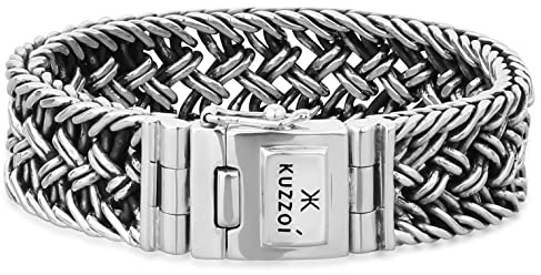 Kuzzoi Silberarmband Herrenarmband aus massivem 925er Sterling Silber, Breite 20 mm, 335104