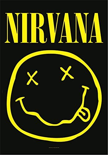 Heart Rock Bandiera Originale NIRVANA - SMILEY Tessuto, Multicolore, 110x75x0.1 cm